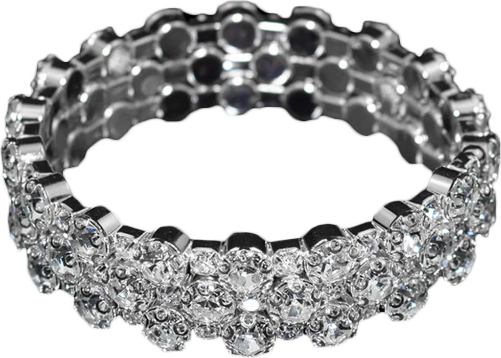 s Damen-Armband mit Zirkonia, eingelegt, mehrreihig, Armreif, Party-Schmuck, Geschenk-Silber 3 Reihen