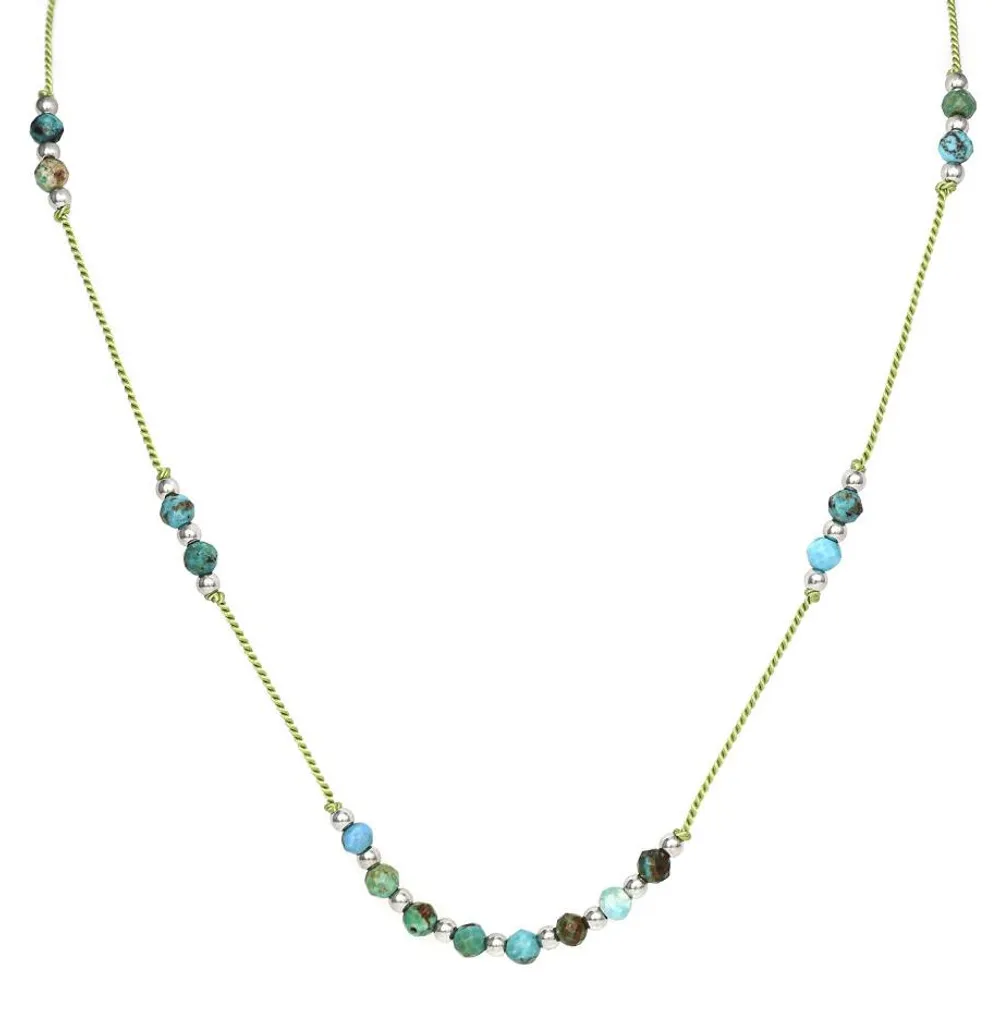Sublimez votre décolleté avec cette chaîne cordon turquoise HE37K3S-LG