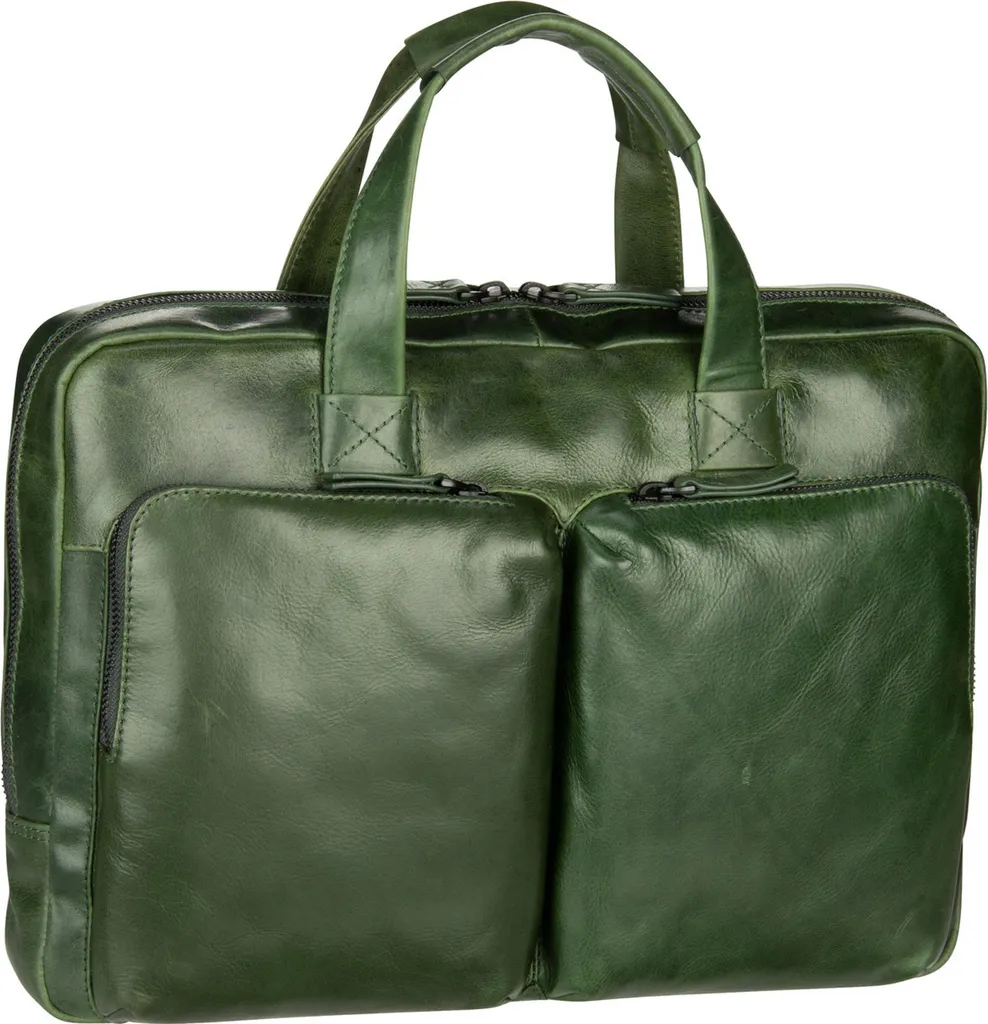 Leonhard Heyden Porto Serviette en Cuir Vert Bouteille 1 Compartiment