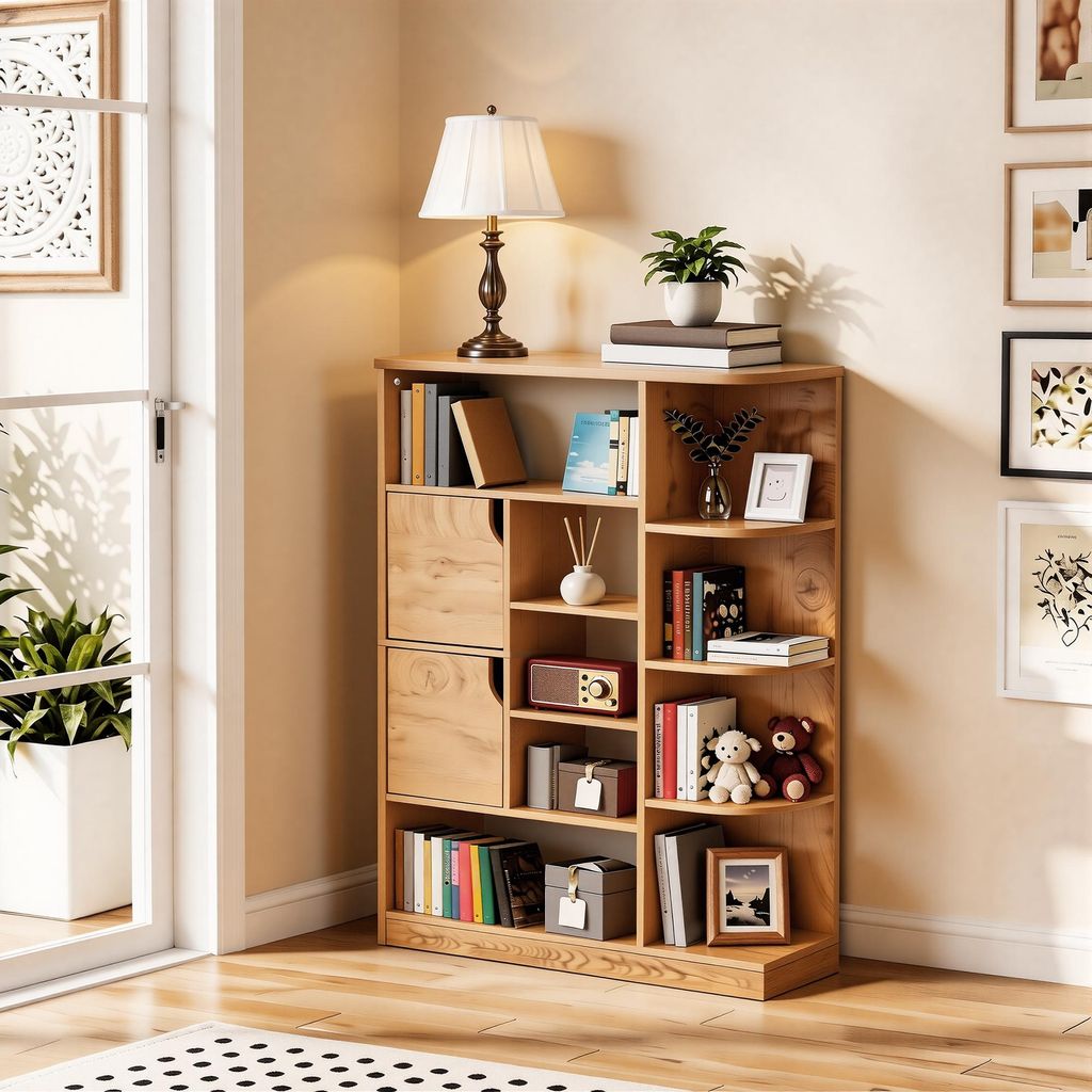Bücherregal mit 9 Ebenen und 2 Türen, Aufbewahrungsregal Produktbild 