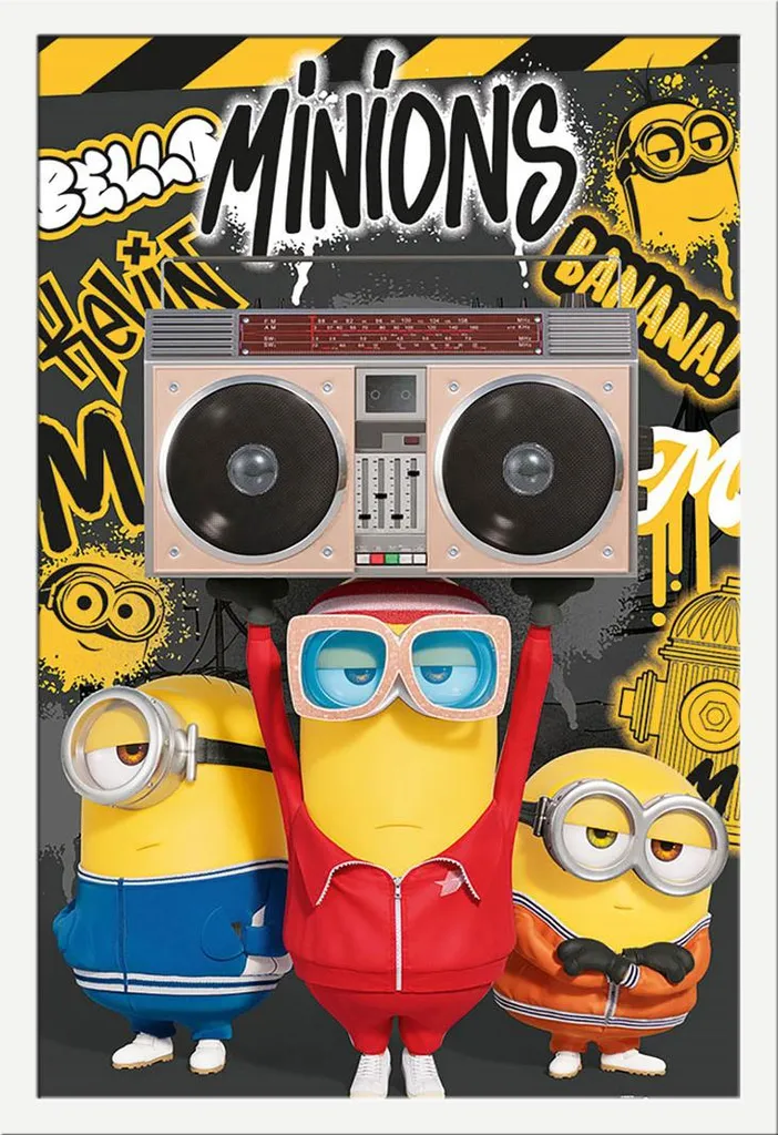 Maxi Poster Minions + Cornice Bianca MDF Shinsuke Vetro Acrilico