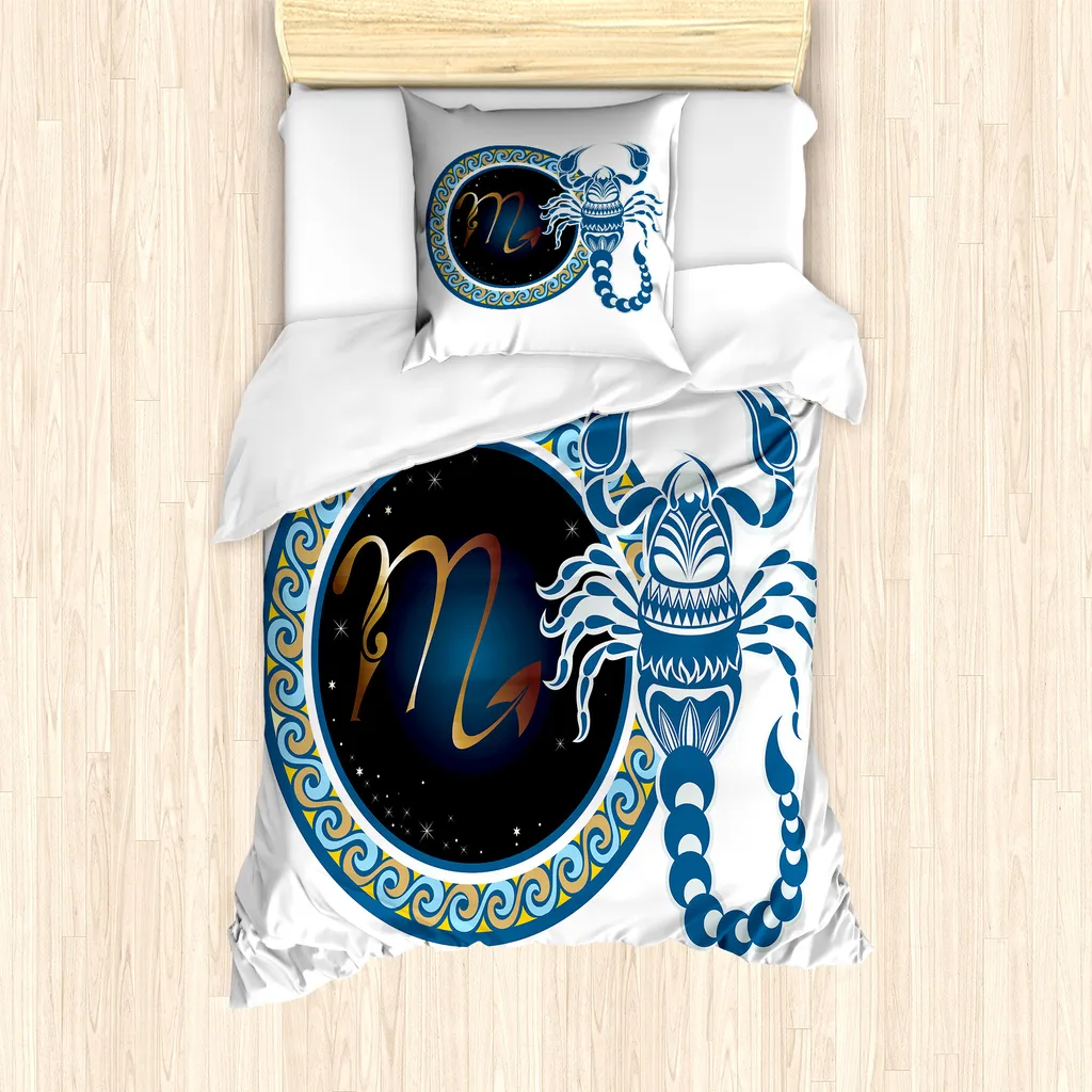 Ensemble Housse de Couette Scorpion 135x200 cm avec Taie d'Oreiller Bleu
