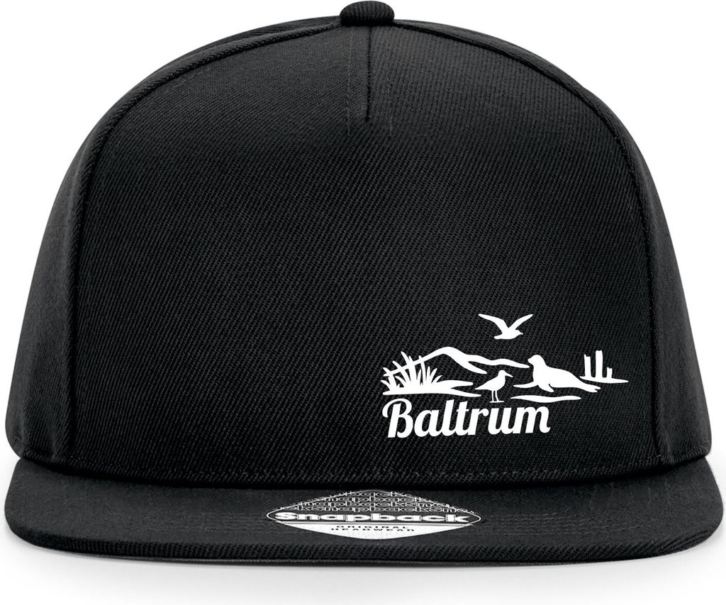 Huuraa Cappy Mütze Baltrum Strandmotiv Black Polyester Snapback Kappe Geschenkidee