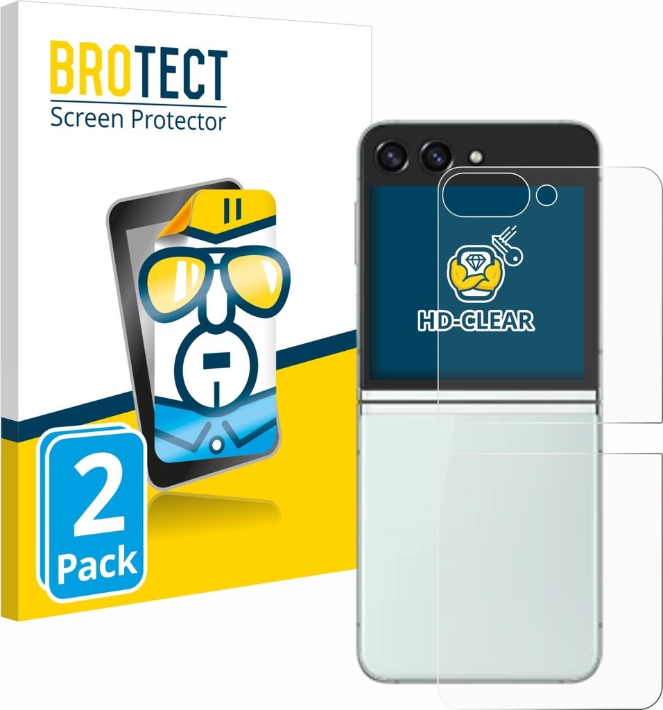 2x Für Samsung Galaxy Z Flip 5 (Rückseite) Schutzfolie BROTECT Displayschutz Display Schutz Folie Klar Transparent