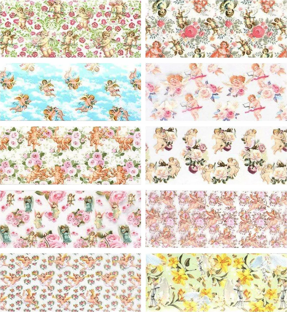 10 Pezzi Pellicola Transfer Unghie Natale e Angeli | Decorazioni 10x4cm