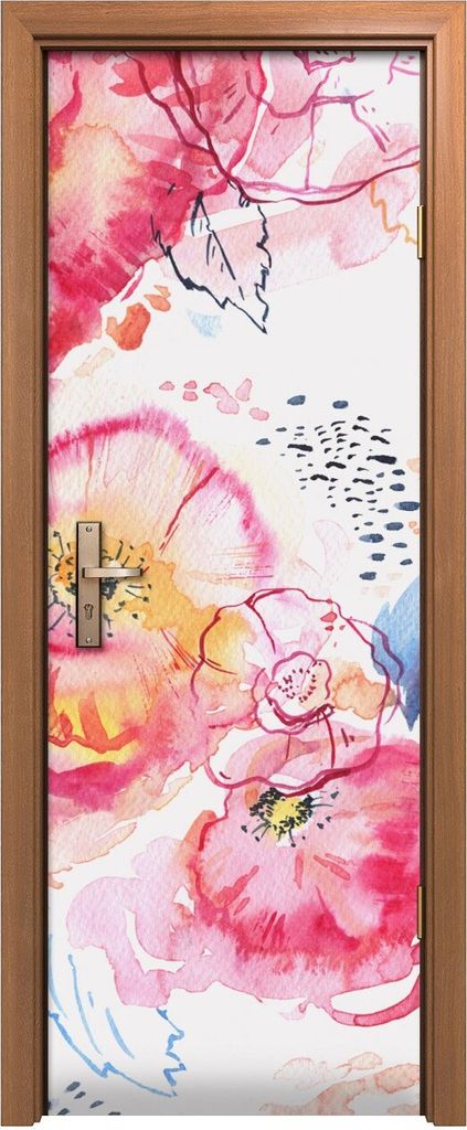 Türposter 70x200 cm Türaufkleber Türtapete Türfolie Klebefolie stilisiert Aquarell Rosen