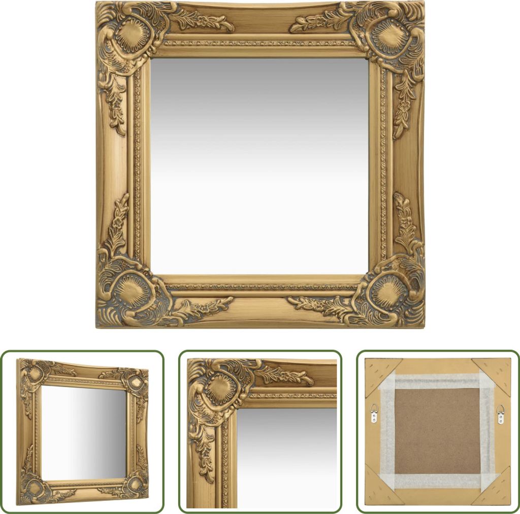 The Living Store Wandspiegel im Barock-Stil 40x40 cm Golden