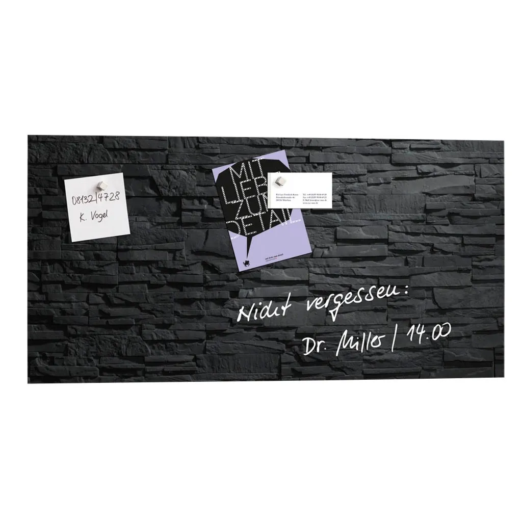 Panneau d'Affichage Verre Noir Sigel GL149 Magnétique et Inscriptible