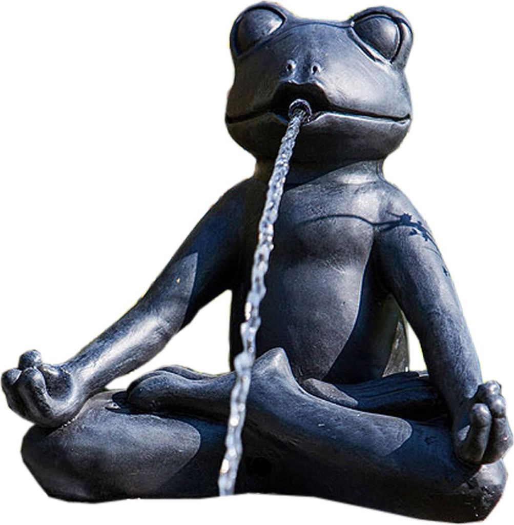 Teichfigur Yoga-Frosch im Schneidersitz meditierend Produktbild 