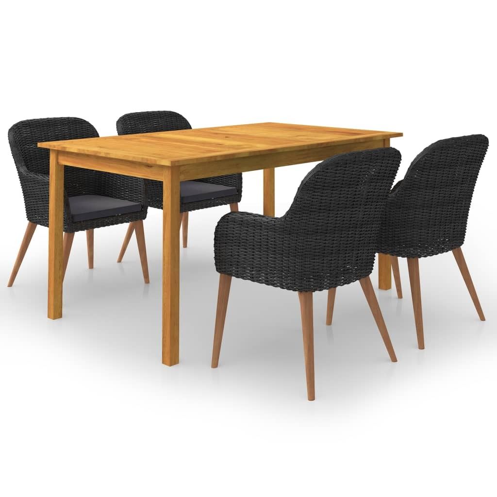 "2026 Promotion" 5-tlg. Garten-Essgruppe - mit Tisch und Stühlen - Schwarz - Gartenmöbelset CC3793