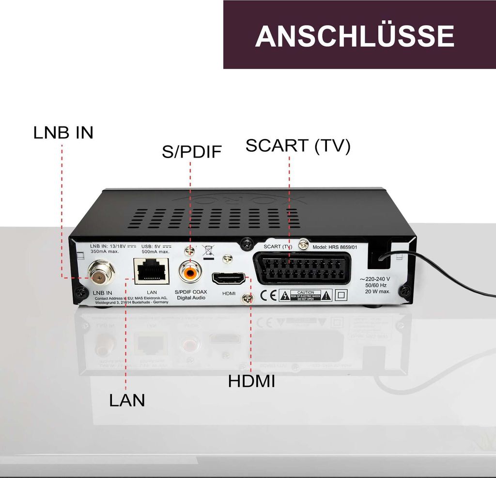 Xoro HRS 8659 digitaler Satelliten-Receiver mit LAN Produktbild 12