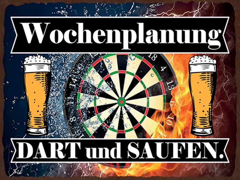 vianmo Holzschild 30x40 cm Wochenplanung Dart und Saufen Produktbild 