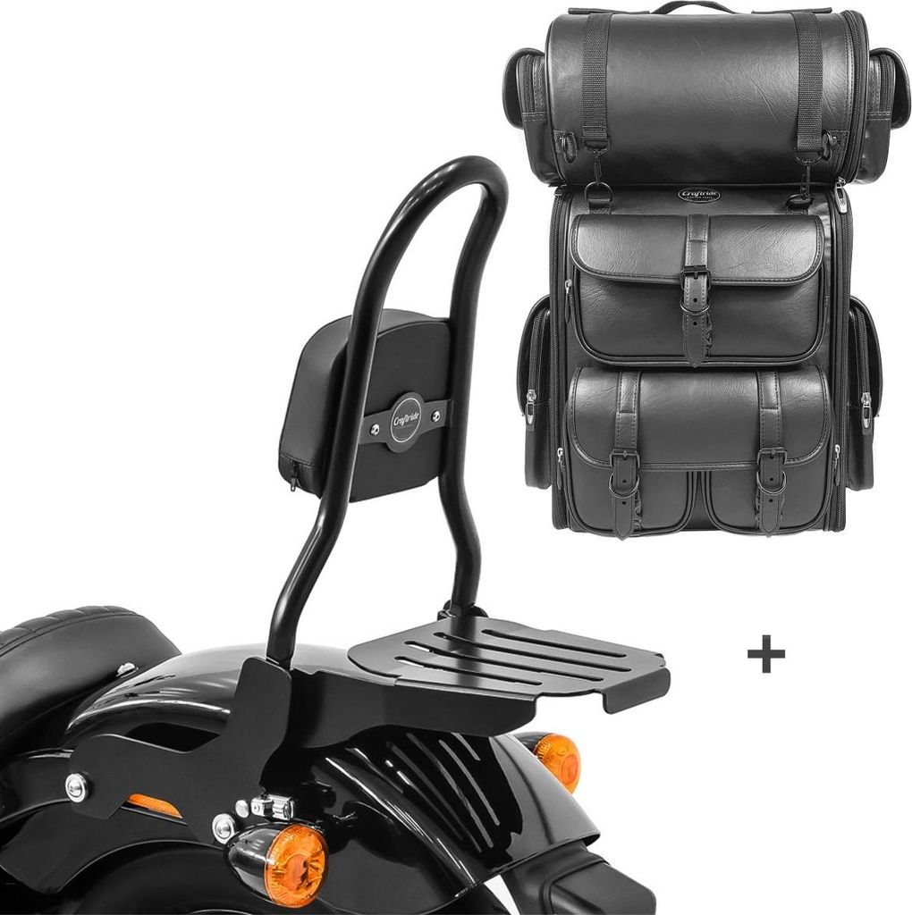 Sissybar CSM + Hecktasche LX für Chopper / Custombikes Standard 20-25
