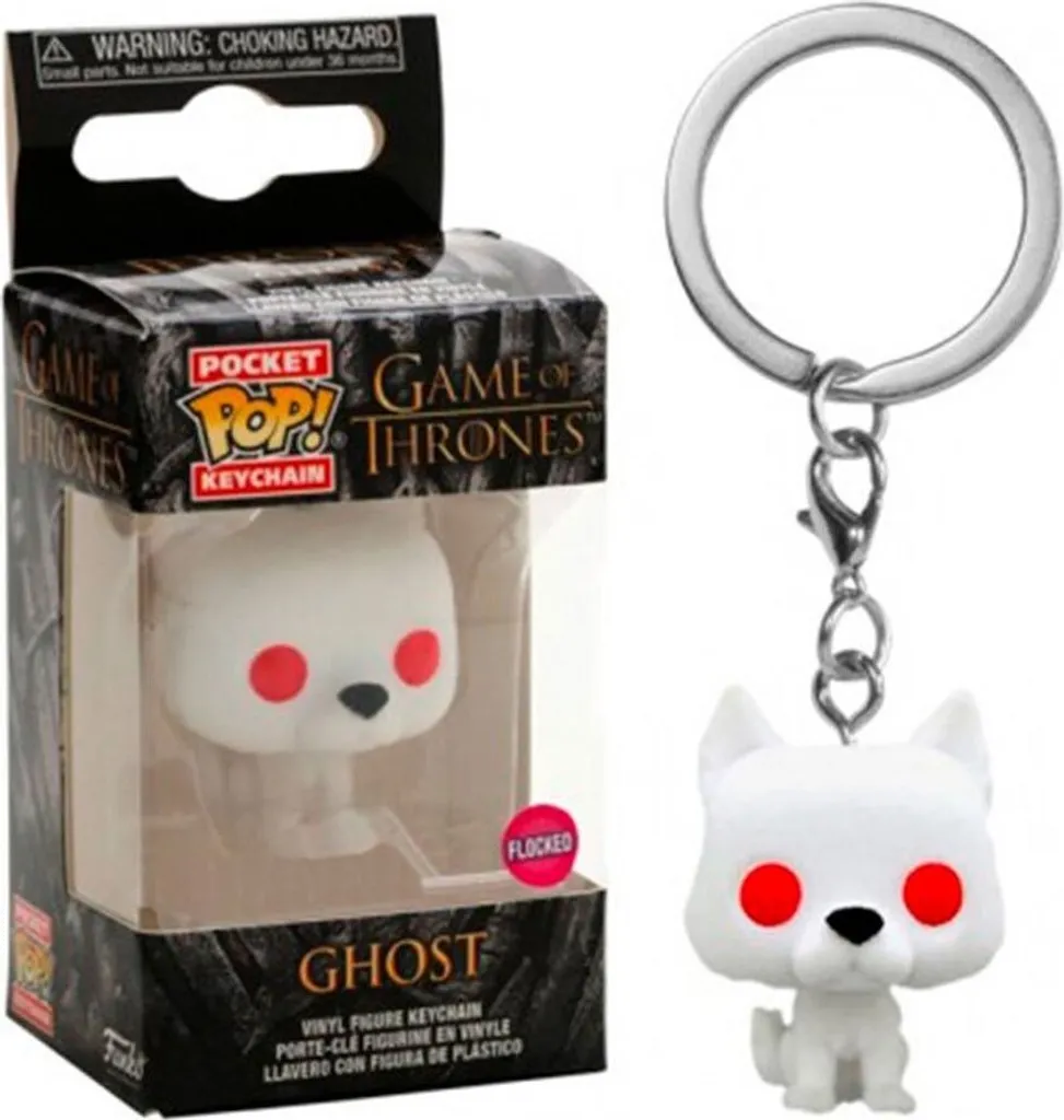 Figurine de collection Ghost Game of Thrones Pop en vinyle floqué blanc