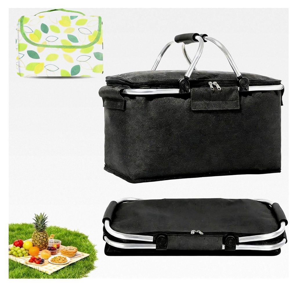 Faltbare Kühltasche für den Einkauf, Isolierung aus Oxford-Stoff, 18 l, mit Griff für Stabilität, Picknickkorb, für Einkäufe und Picknicks