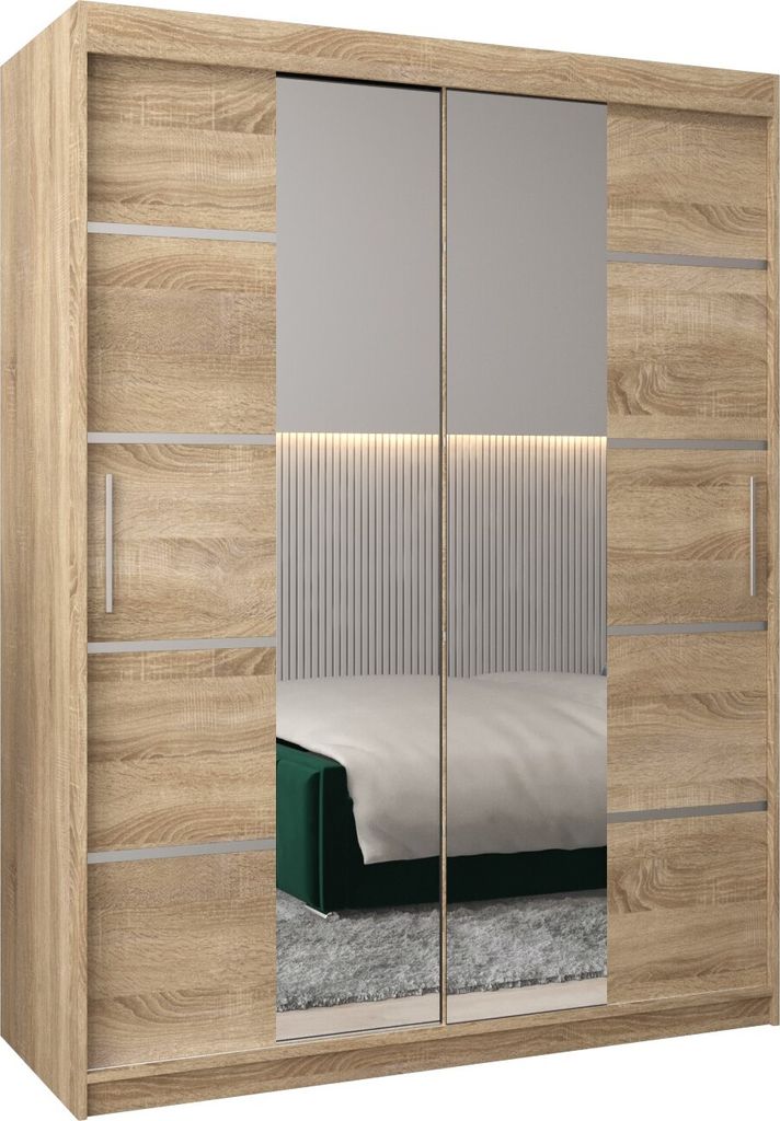 Kleiderschrank, Schiebetürenschrank Schlafzimmer, Schrank mit Spiegel VERONA 4 150 cm