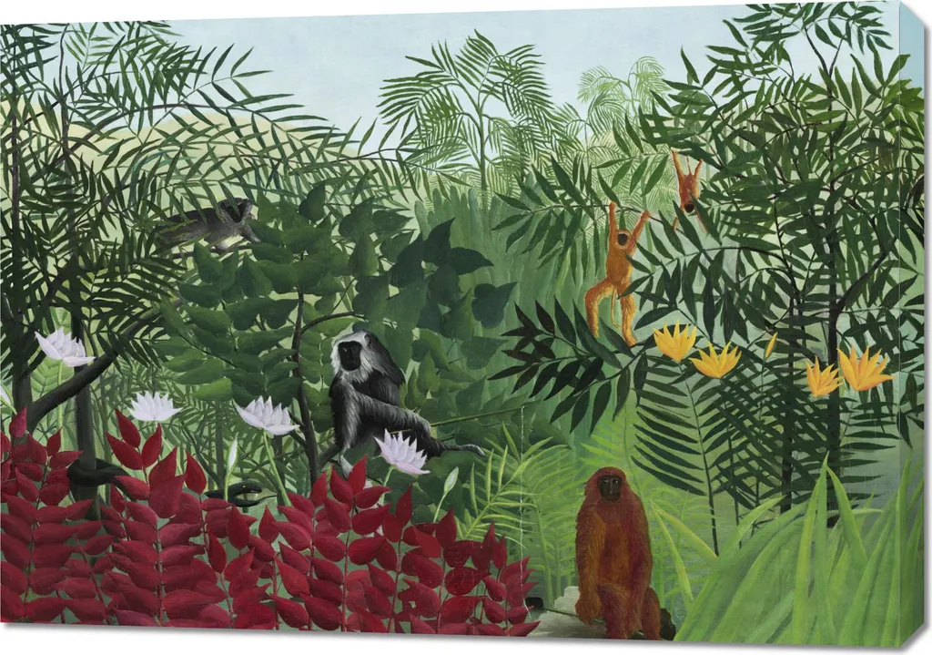 Décoration Murale Tableau Jungle Rousseau Vintage 100x70 cm Grand Format