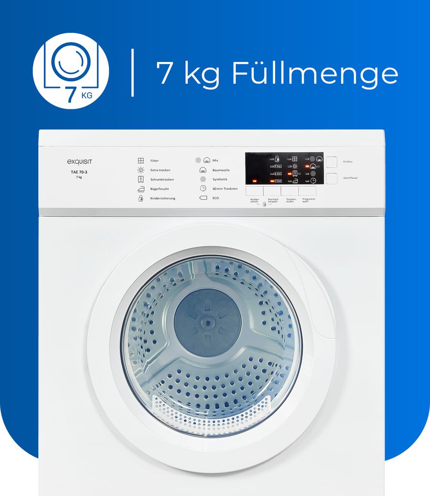exquisit Ablufttrockner TAE 70-3, 7 kg Produktbild 5