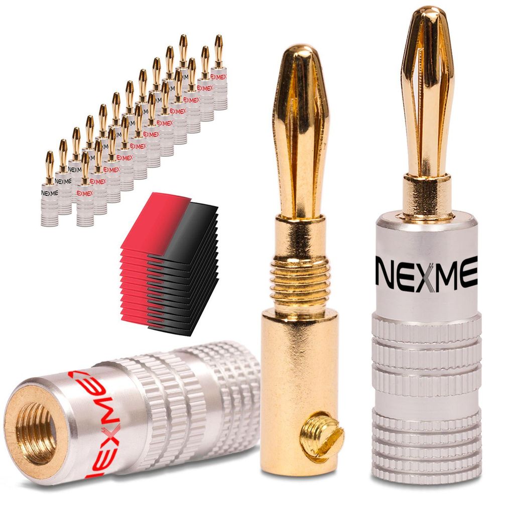 Bananenstecker mit Schrumpfschlauch vergoldet 24x Stecker NEXMEX Steckverbinder
