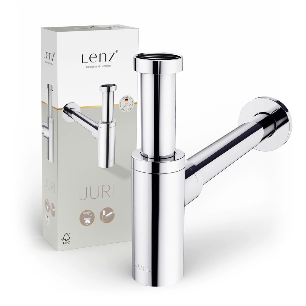 Lenz JURI Design-Siphon Chrom 1 1/4" mit Geruchsstopp, Produktbild 