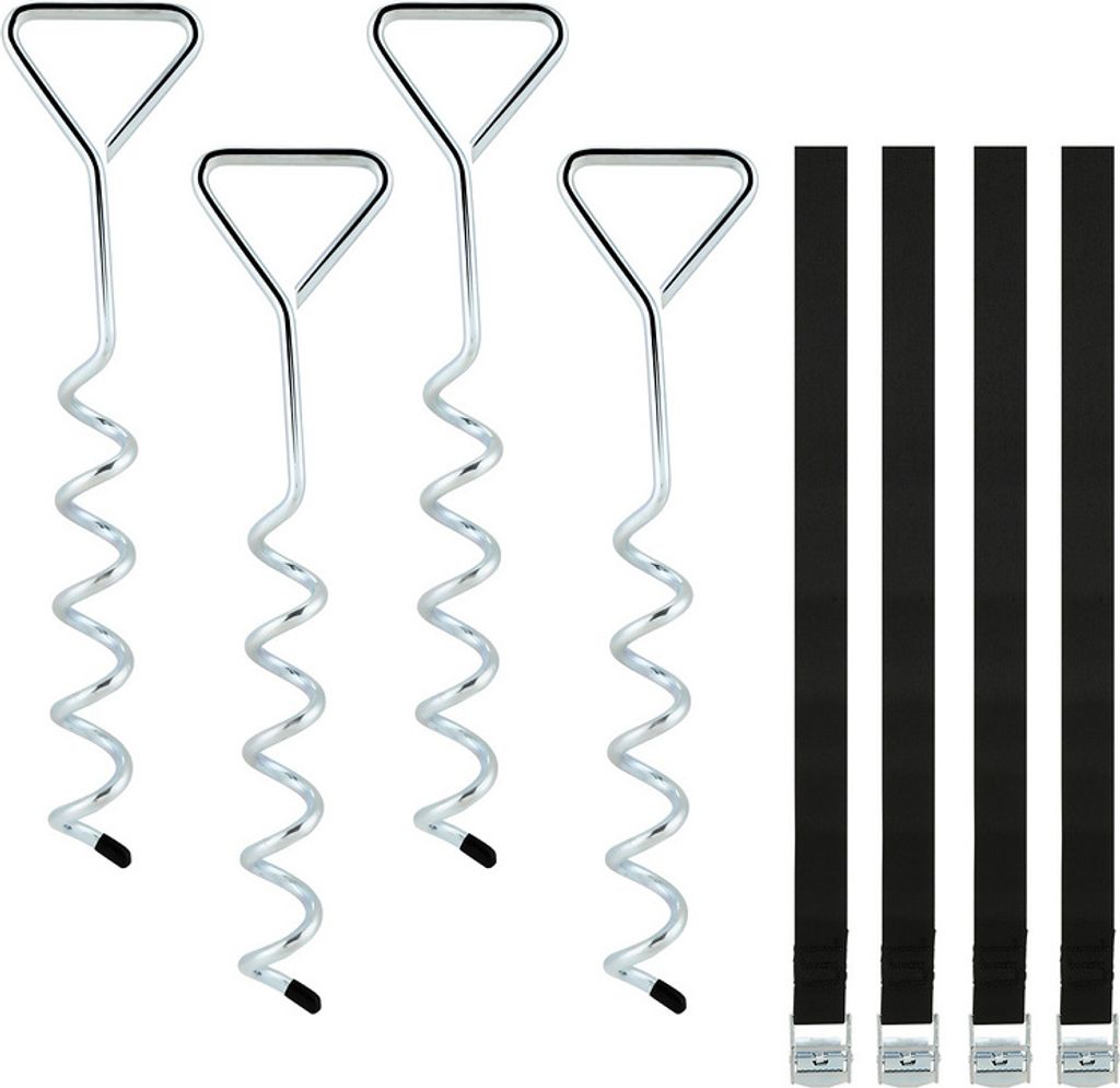 Yakimz Bodenanker Trampolin 5 Windungen Verstellbare Gurte Rostfrei Sicherung Set Erdanker Befestigung