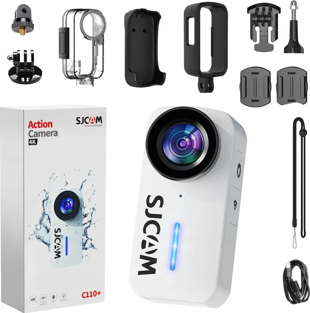 Caméra Sportive 4K SJCAM C110+ pour Vlogging et Sports Extrêmes Blanche
