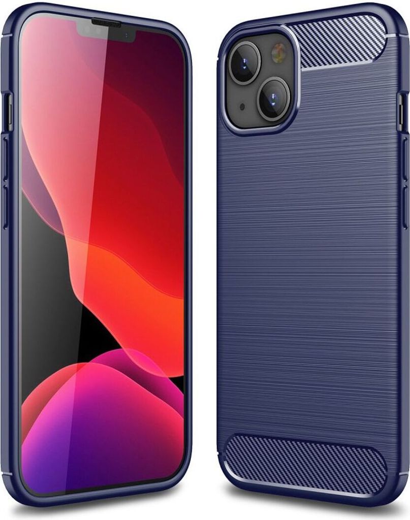 Apple iPhone 13 mini TPU Case Carbon Fiber Optik Brushed Schutz Hülle Blau
