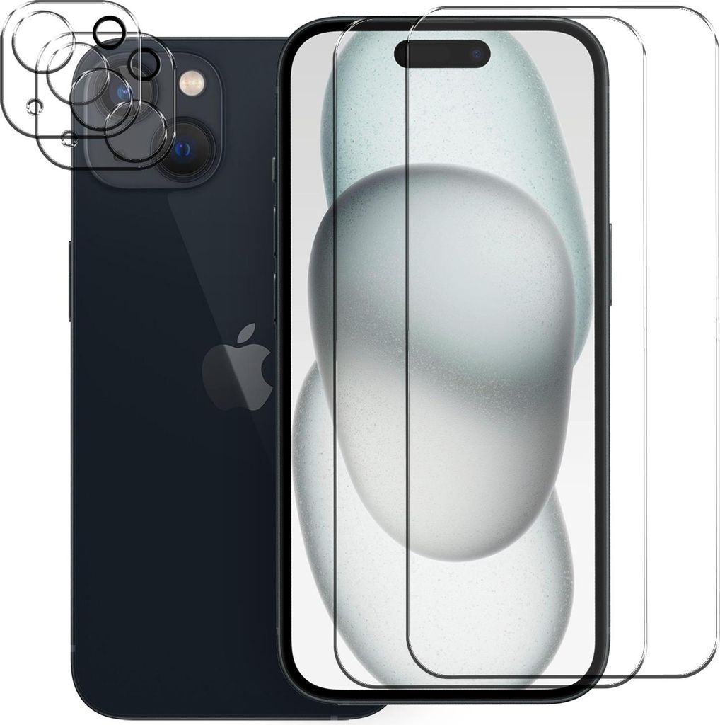 Panzerglas für Apple iPhone 15 Plus Schutzfolie 2x Kamera Schutzglas Folie 2x Panzerfolie