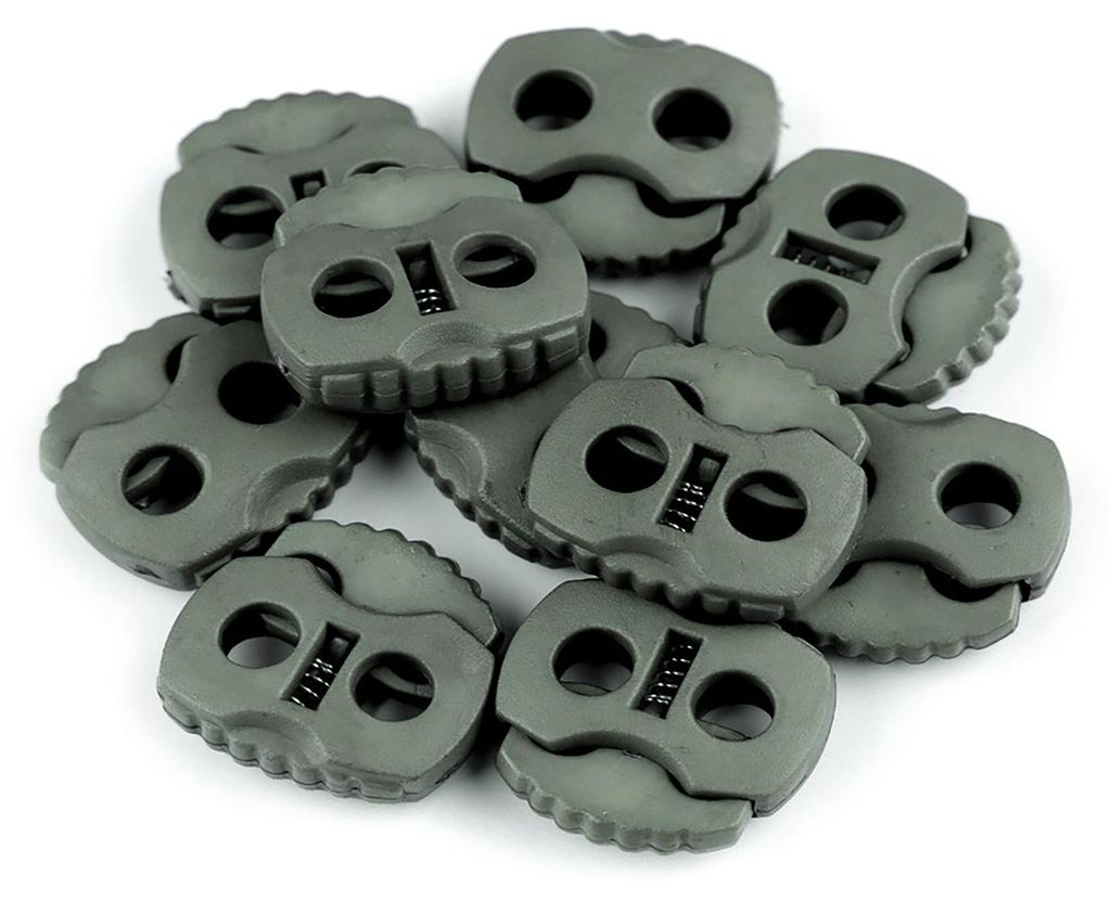 10 Kordelstopper mit zwei Löchern 20x20mm, Durchzug 5mm - Produktbild 