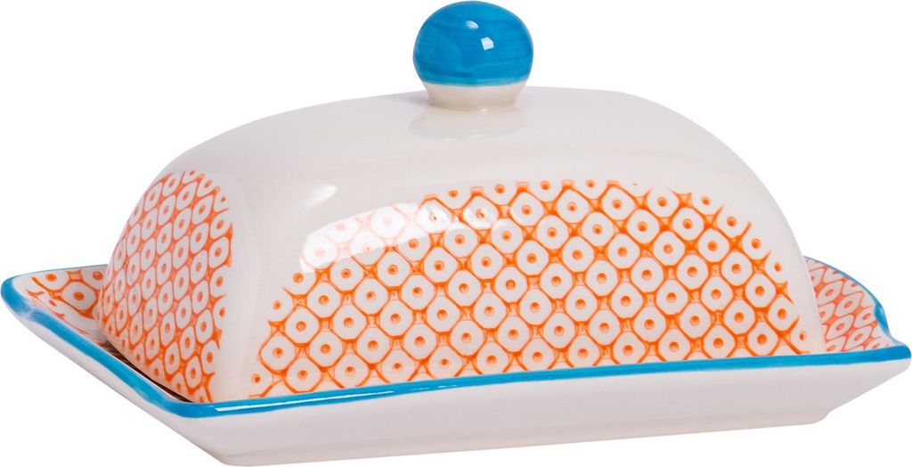 Nicola Spring Handbedruckte Butterdose - 18,5 x 12 cm - Produktbild 