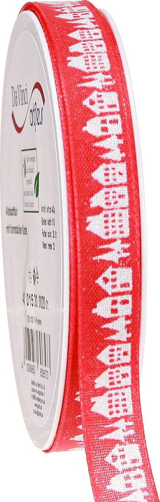 Premium Weihnachtsband mit Häuschenmotiv für Dekoration