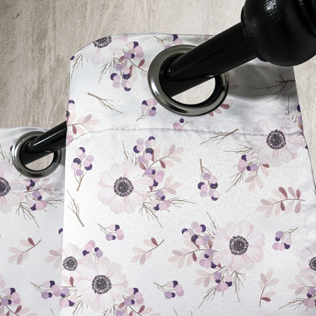 ABAKUHAUS Tenda con occhielli Windröschen, Shabby Chic Spring Pattern Bouquet da sposa in fiore Romantico, Tende decorative a 2 pannelli, 280 cm x 175 cm, Rosa baby Lilla Lilla - 4