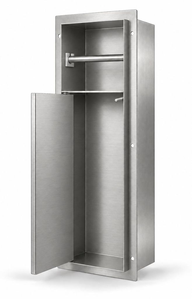 HAGO24 WC Modul Edelstahl gebürstet Einbauschrank Unterputz Produktbild  KI-generiertes Bild