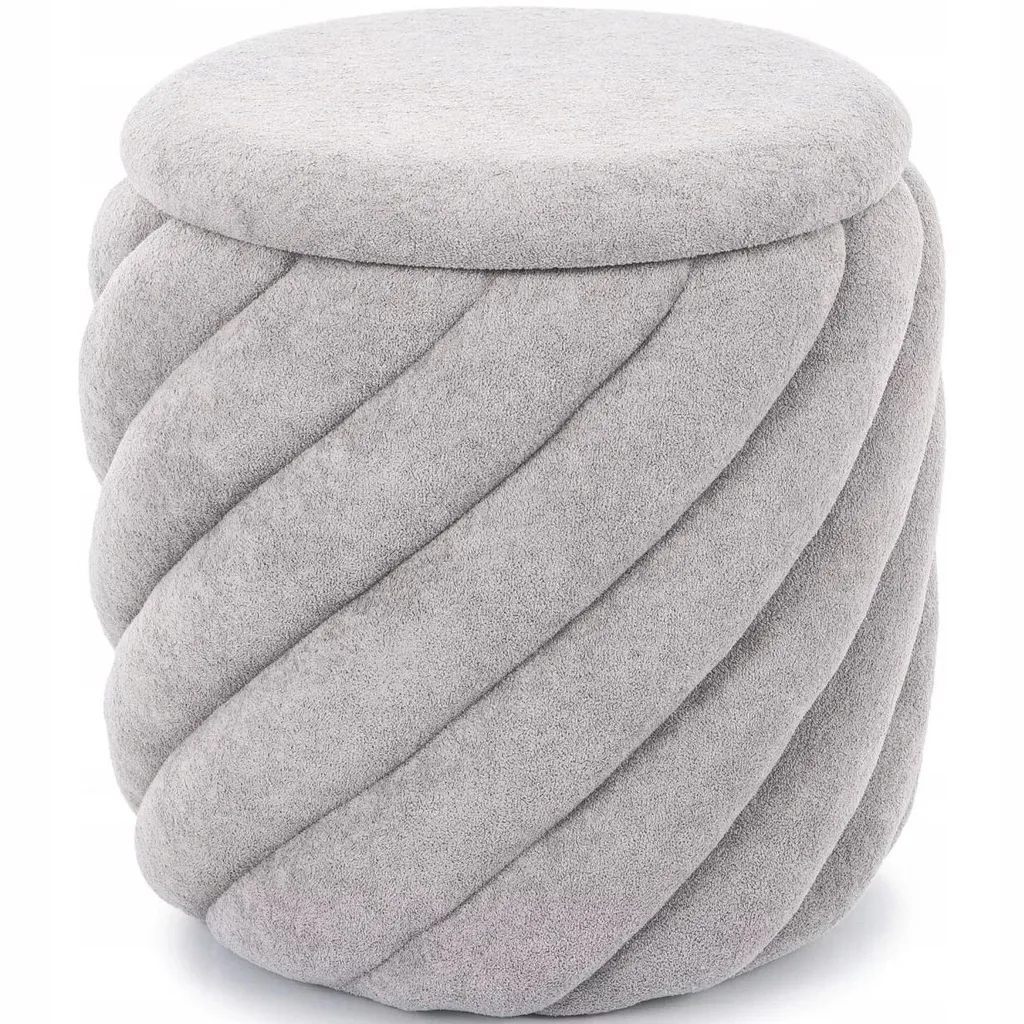 Tabouret de Pied avec Rangement Intégré Gris - Assise Moelleuse Confort