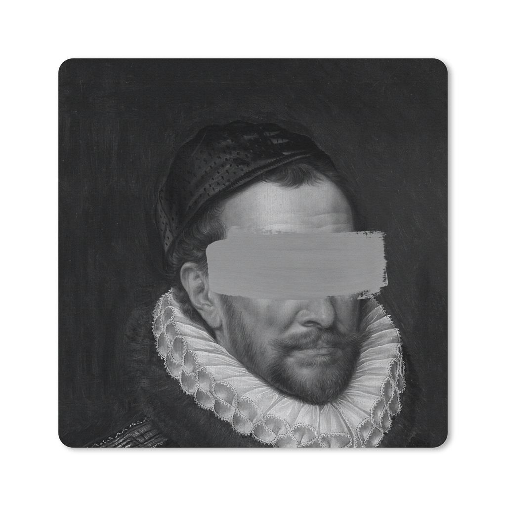 MuchoWow Mauspad Mousepad Porträt von Wilhelm I. - Adriaen Thomasz - Schwarz und Weiß 20x20 cm - Mousepads - Maus Mat - Pad - Mausunterlage - D...