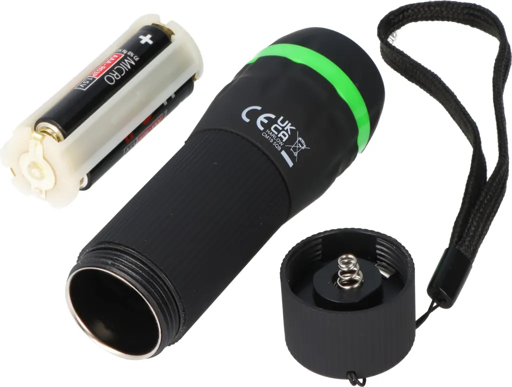 Lampe de poche LED Zoom-Flashlight 1W Noir/Vert : Éclairage d'appoint - 4