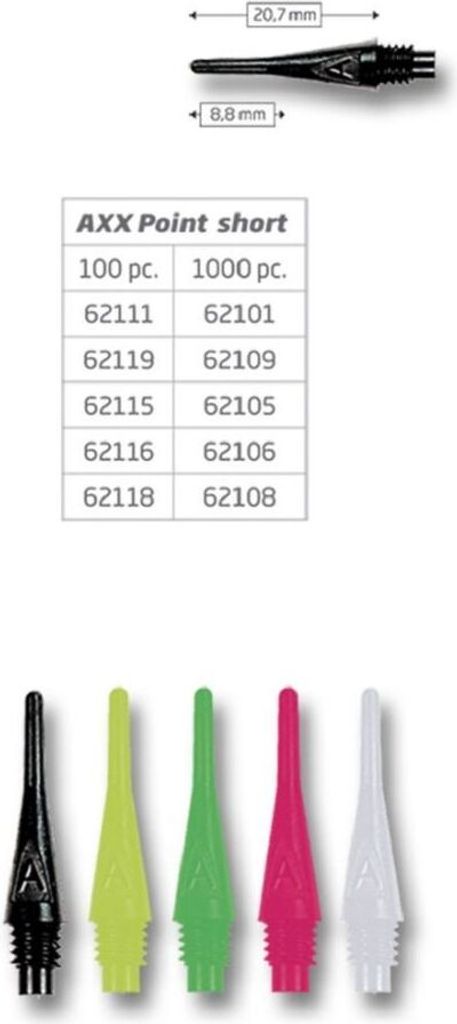 BULL'S AXX Soft Tips Short 6mm(2BA) - weiß -- 1 Stck