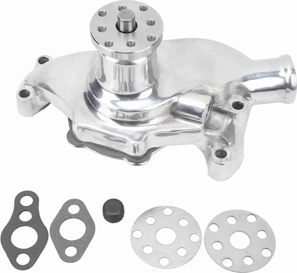 Refroidir SBC V8 : Pompe à eau courte alu poli grand débit 283 327 350