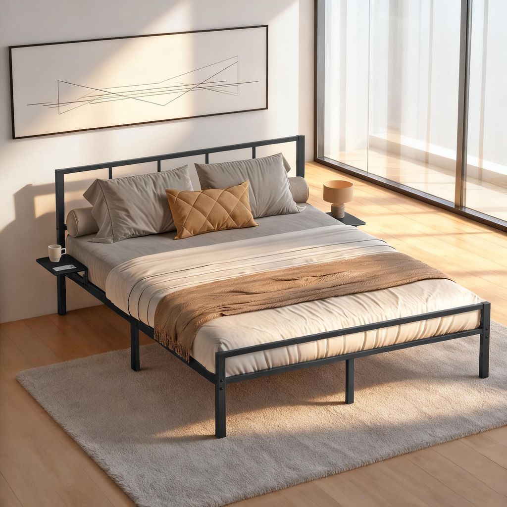 VASAGLE Doppelbettgestell, 140 x 200 cm, Metallbett, mit Produktbild 