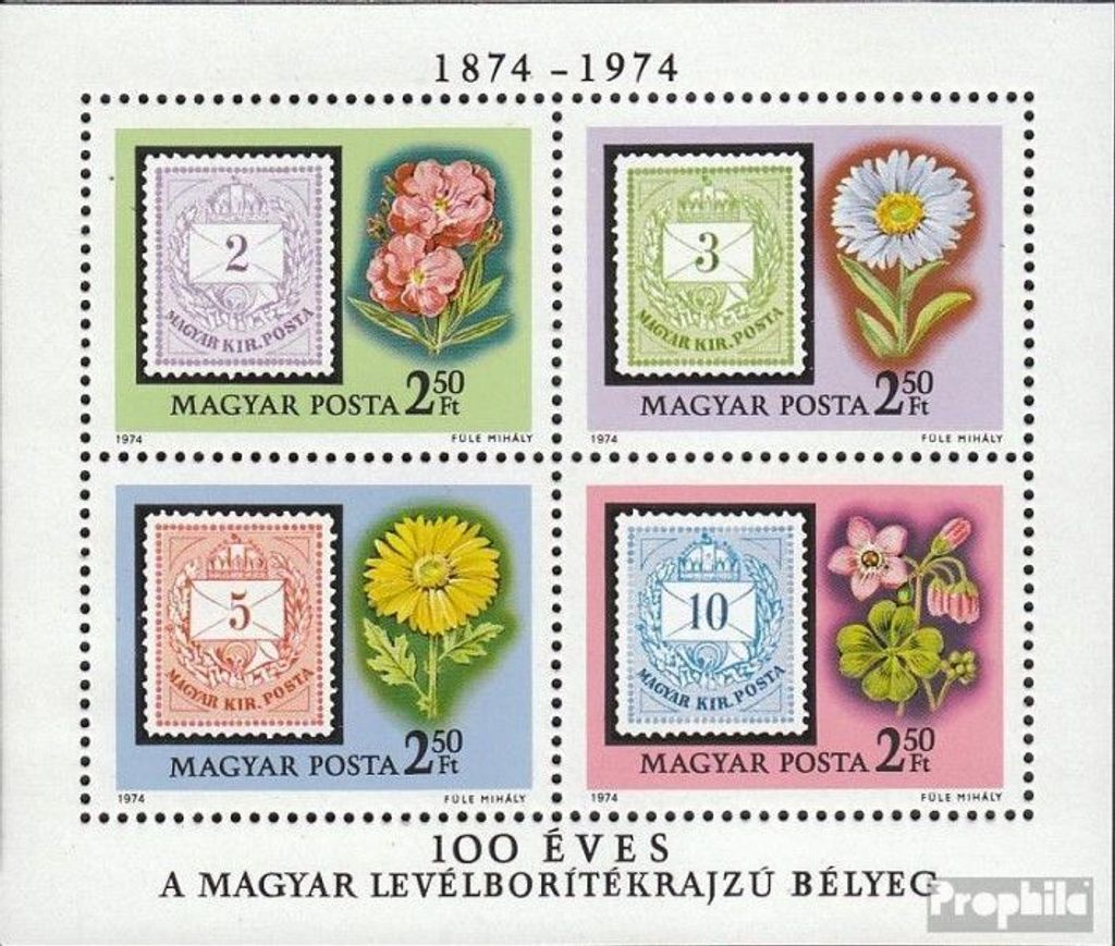 Briefmarken Ungarn 1974 Mi Block105A (kompl.Ausg.) Produktbild 