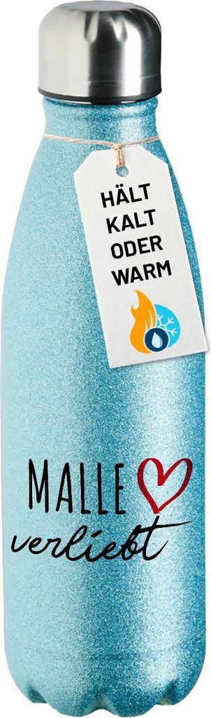 Huuraa Trinkflasche Malle verliebt 500ml Blue Edelstahl Wasserflasche Trinkflasche Geschenkidee