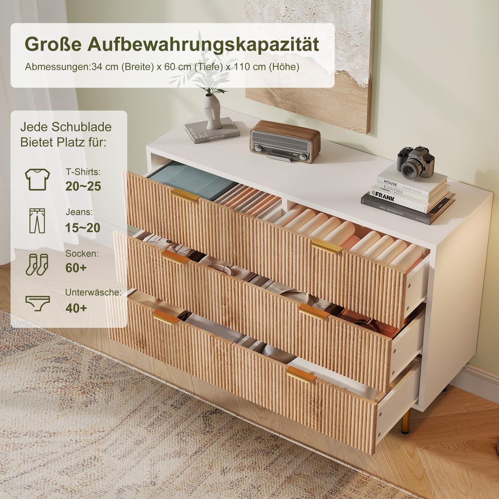 UnboxG 6-Schubladen Kommode 100x34x73 cm – Sideboard