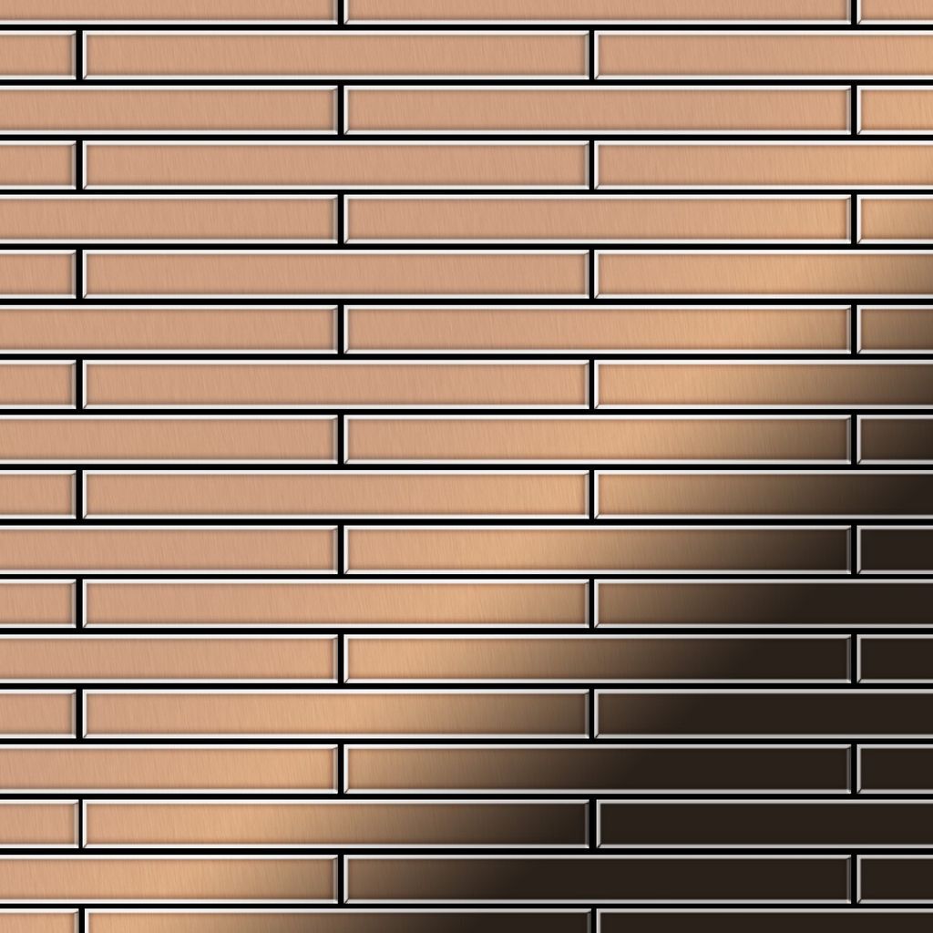 Mosaik Fliese massiv Metall Kupfer gewalzt kupfer 1,6mm stark Avenue-CM