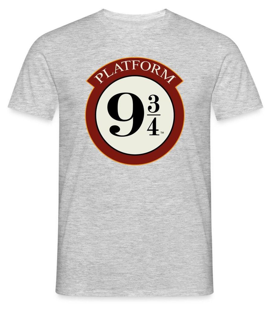 Spreadshirt Harry Potter Platform 9 3/4 Männer T-Shirt, S, Grau meliert