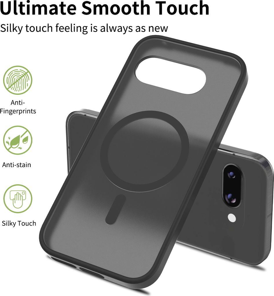Custodia Magnetica Per Google Pixel 7A Con Anello Magsafe - Cover Traslucida Opaca Antiurto Sottile, Nero