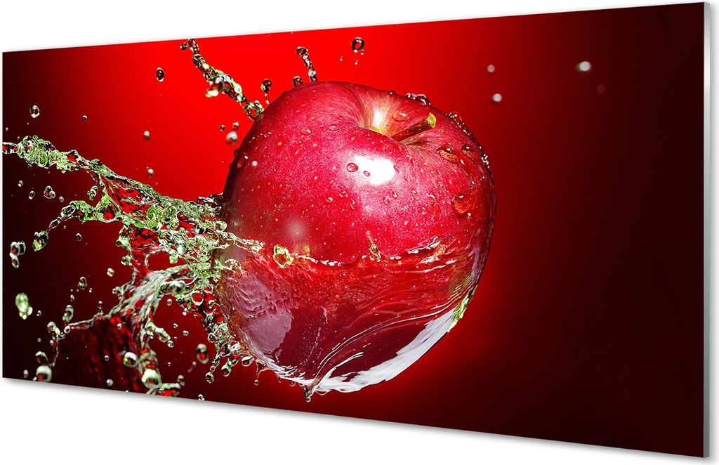 Glasbilder 120x60 Wandkunst Apple-Tropfen