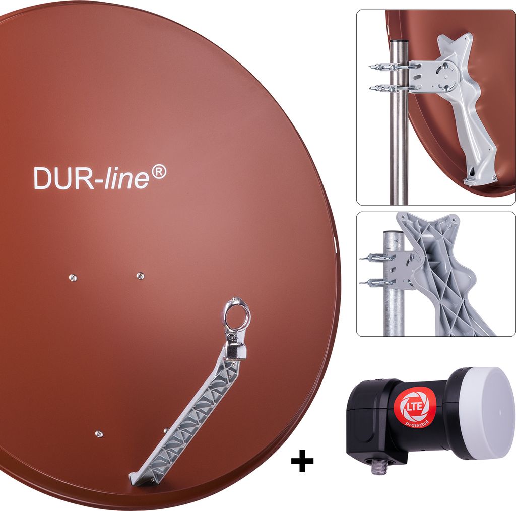 DUR-line Select 85/90cm Komplettanlage rot + Single LNB
