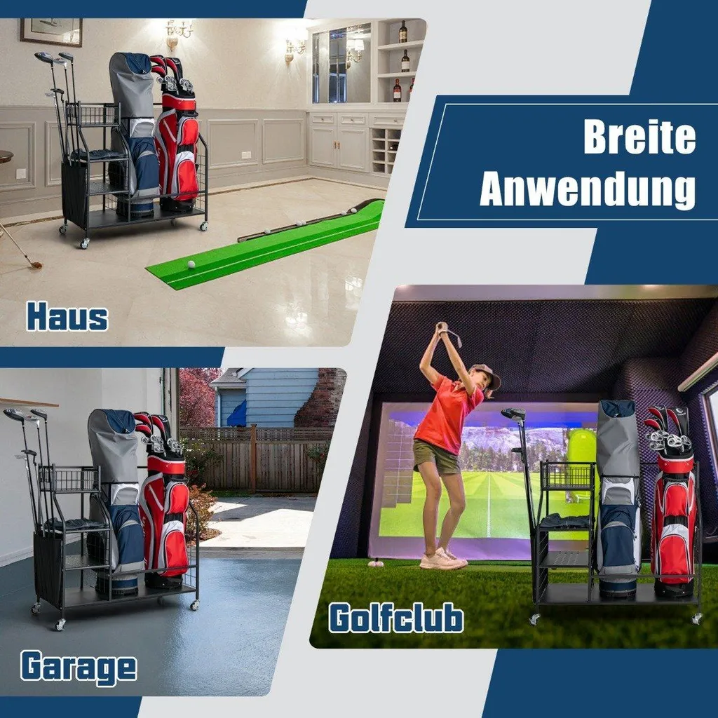 Support de sac de golf robuste pour chariot de garage avec porte-clubs