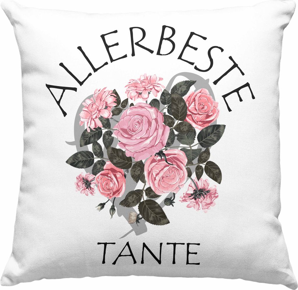Trendation - Beste Tante Deko-Kissen mit Füllung 40x40 Geschenk Deko-Kissen mit Füllung 40x40 für Beste Tante der Welt Geschenkidee Geburtstag (...