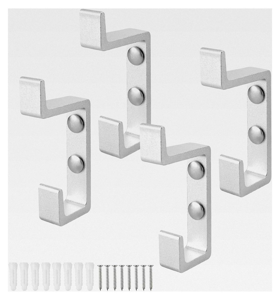 4 Stück Handtuchhaken aus verdicktem Aluminium, Doppelhaken-Design mit Schrauben, geeignet für Badezimmer, Wohnzimmer und Schlafzimmer